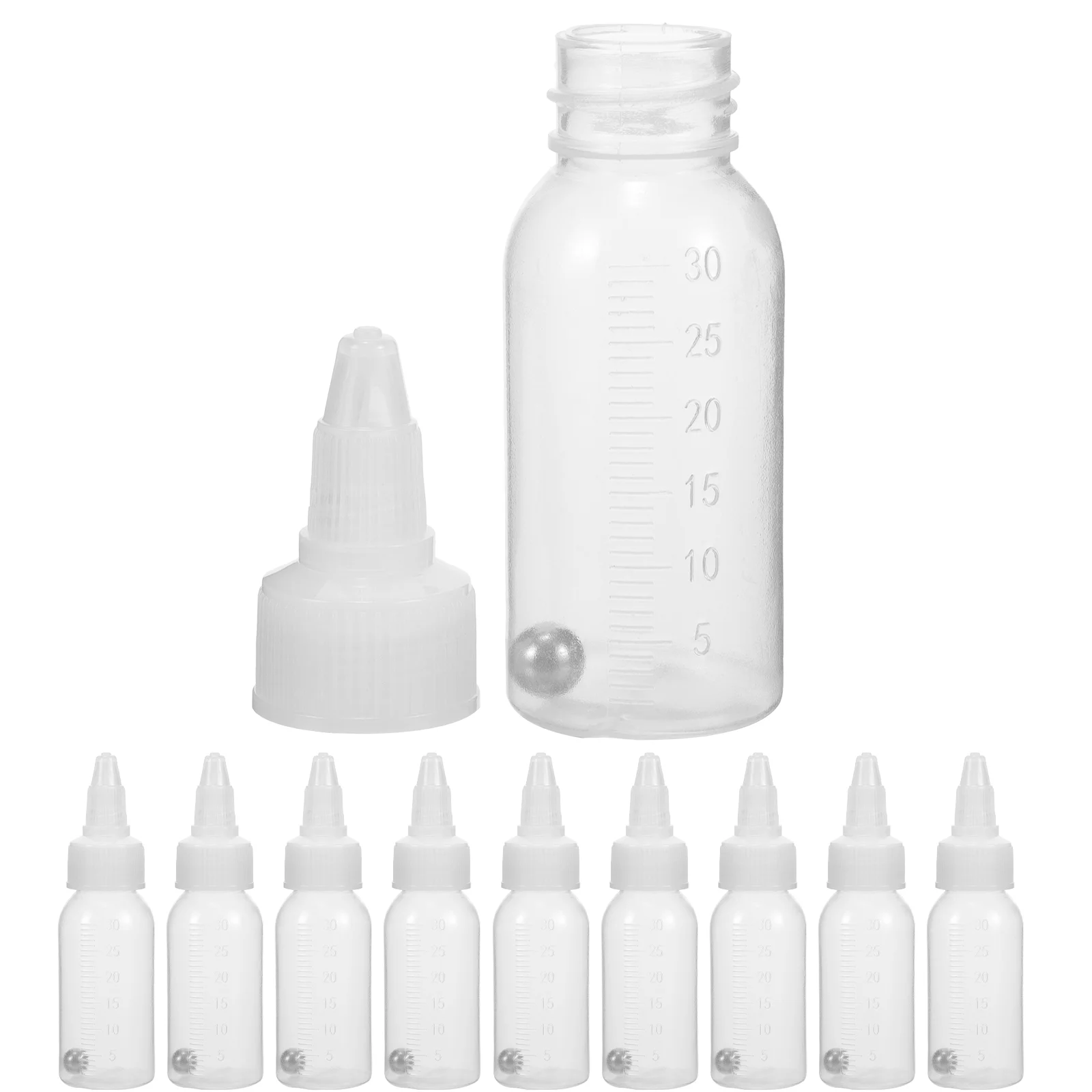 10 Pcs Paint Dispensing Bottles Empty Portion Model Plastic Storage Airbrush Dispenser Liquid