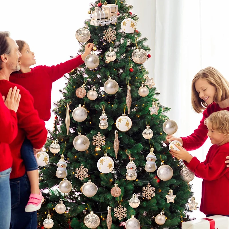 1 doos 3-6 cm Kerstballen Ornament Set Kerstboom Opknoping Hanger Ornamenten voor Thuis Thema Party Nieuwjaar gift Noel Navidad