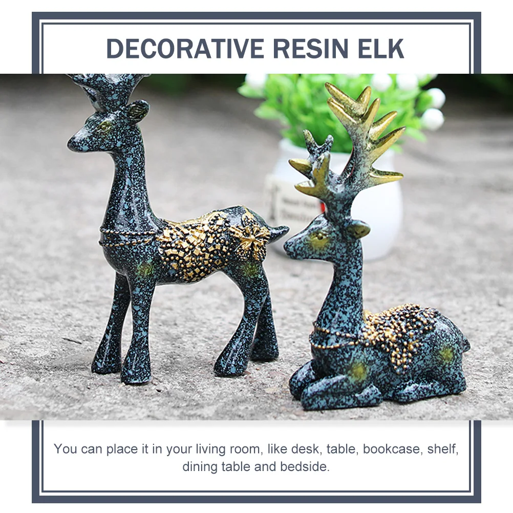 1 زوج الديكور الراتنج الأيائل مكتب منزلي زخرفة عيد الميلاد هدية الزخرفية الحرفية الدائمة تمثال غرفة المعيشة شرفة #5