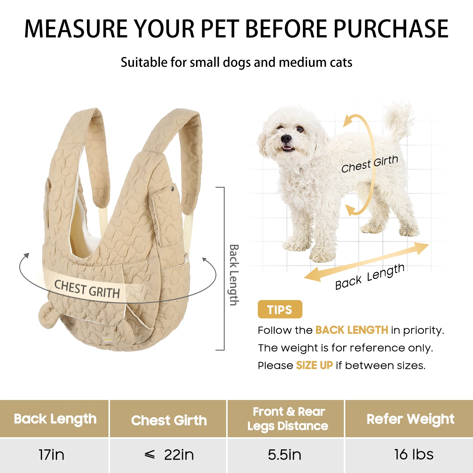 Pet Carrier Bag Adjustable Pet Chest Backpack for Small Dogs and Cats - Perfect for Travel, Hiking, Outdoor and Camping