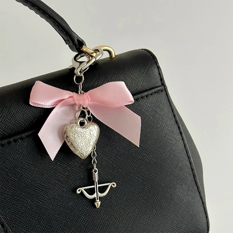 Ins Style Bowknot Beaded Key Chain Love Arrow Phone Pendant Headphone Case Charms Bag Decor Car Key Ring