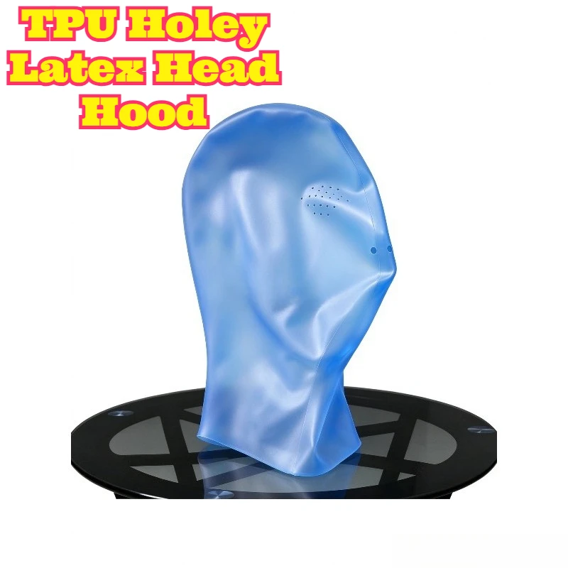 TPU Stretchy Thin Latex Full Head Hood With Holes Mysterious Stylish Performance Mask Personalized Head Cover Nightclub Party