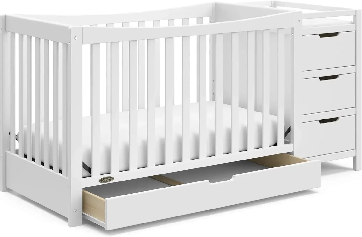 

Graco Remi 4-In-1 Convertible Crib & Changer With Drawer (White) – GREENGUARD Gold Certified, Crib And Changing-Table Combo,