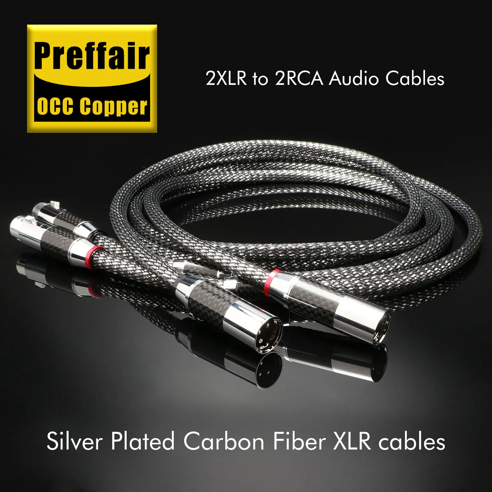 Preffair OCC Silver Plated XLR Cable Hifi Interconnects XLR Audio Cable With Carbon Fiber Xlr Balanced Male Female Hifi Cable