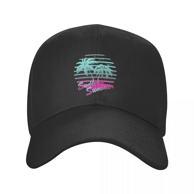 Retro 80s Tropical Sun Vaporwave Blue Endless Summer Baseball Cap Rugby Visor derby hat fashionable Mens Caps Women's