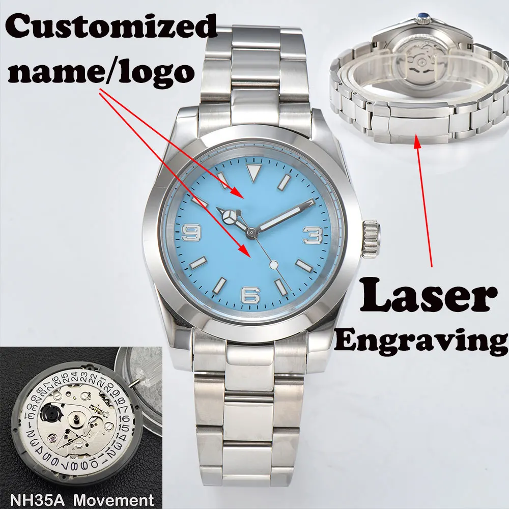 

36mm/39mm men's watch 316L stainless steel case NH movement 35 dial custom logo sapphire glass men's waterproof watch