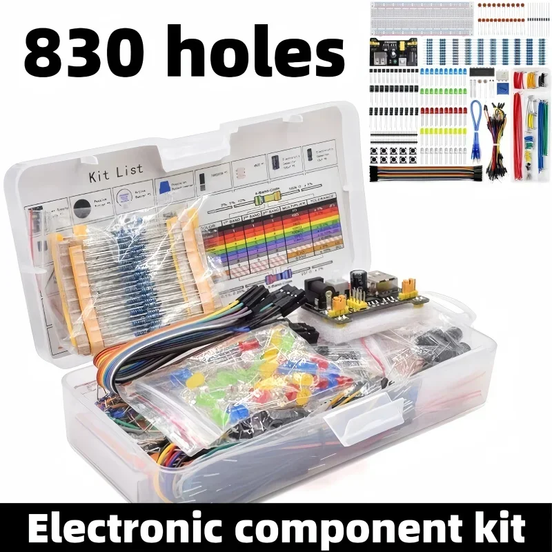 830 Point Solderless Breadboard Kit for UNO R3, Electronic Components Beginner Starter Pack Compatible with Arduino