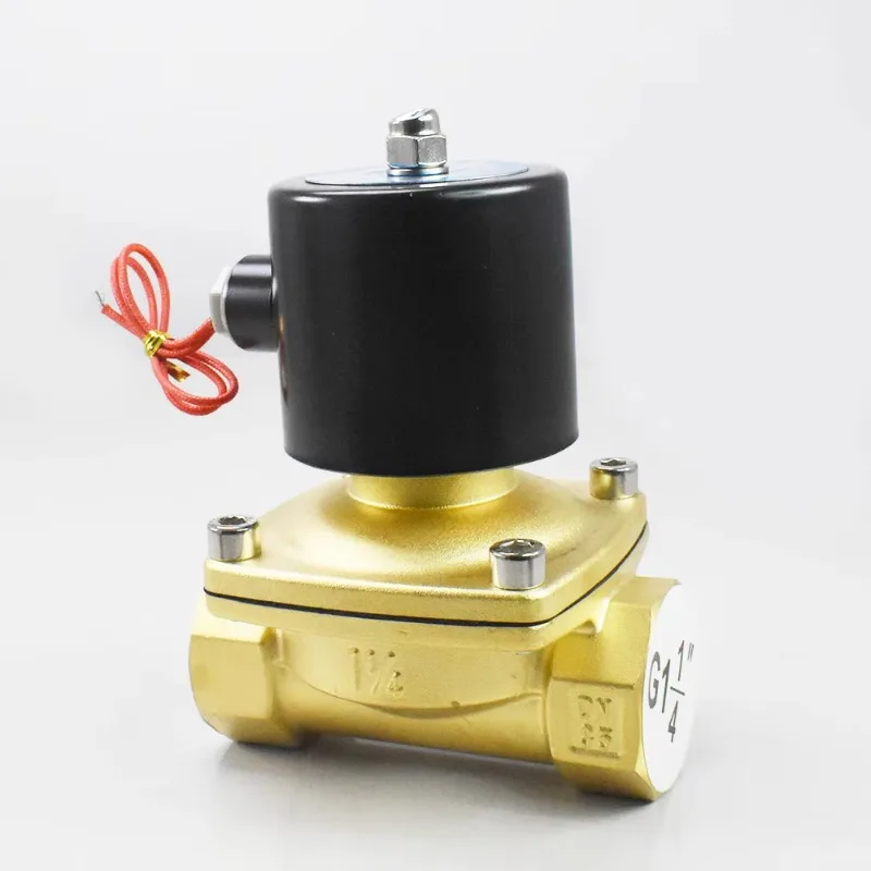 2W350-35 2W400-40 1-1/4 1-1/2 AC220V 110V DC24V 12V Brass Electric Water Solenoid Valve Normally Closed
