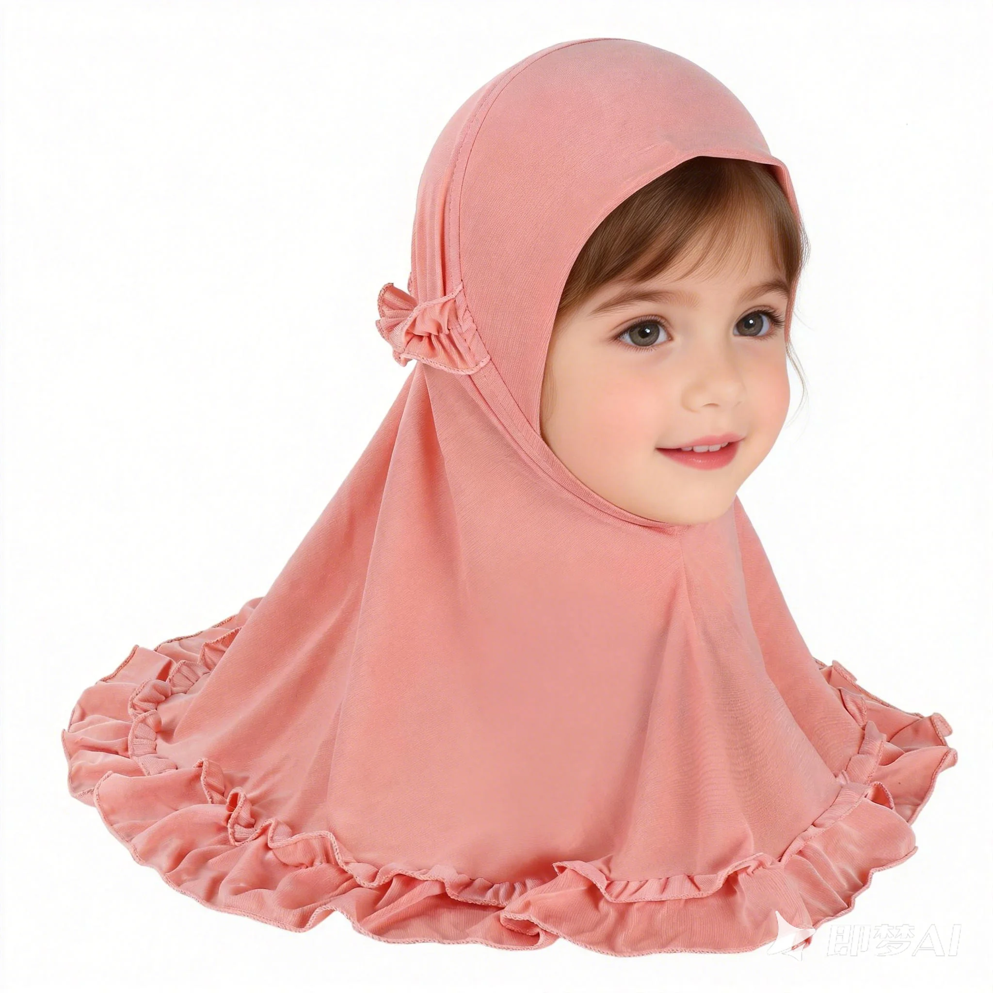 Fashion Instant Hijab Headscarf Fit 3-6 Years Old Girls Muslim Hijab Hat Islamic Headscarf Plain Flower Full Cover Turban Caps