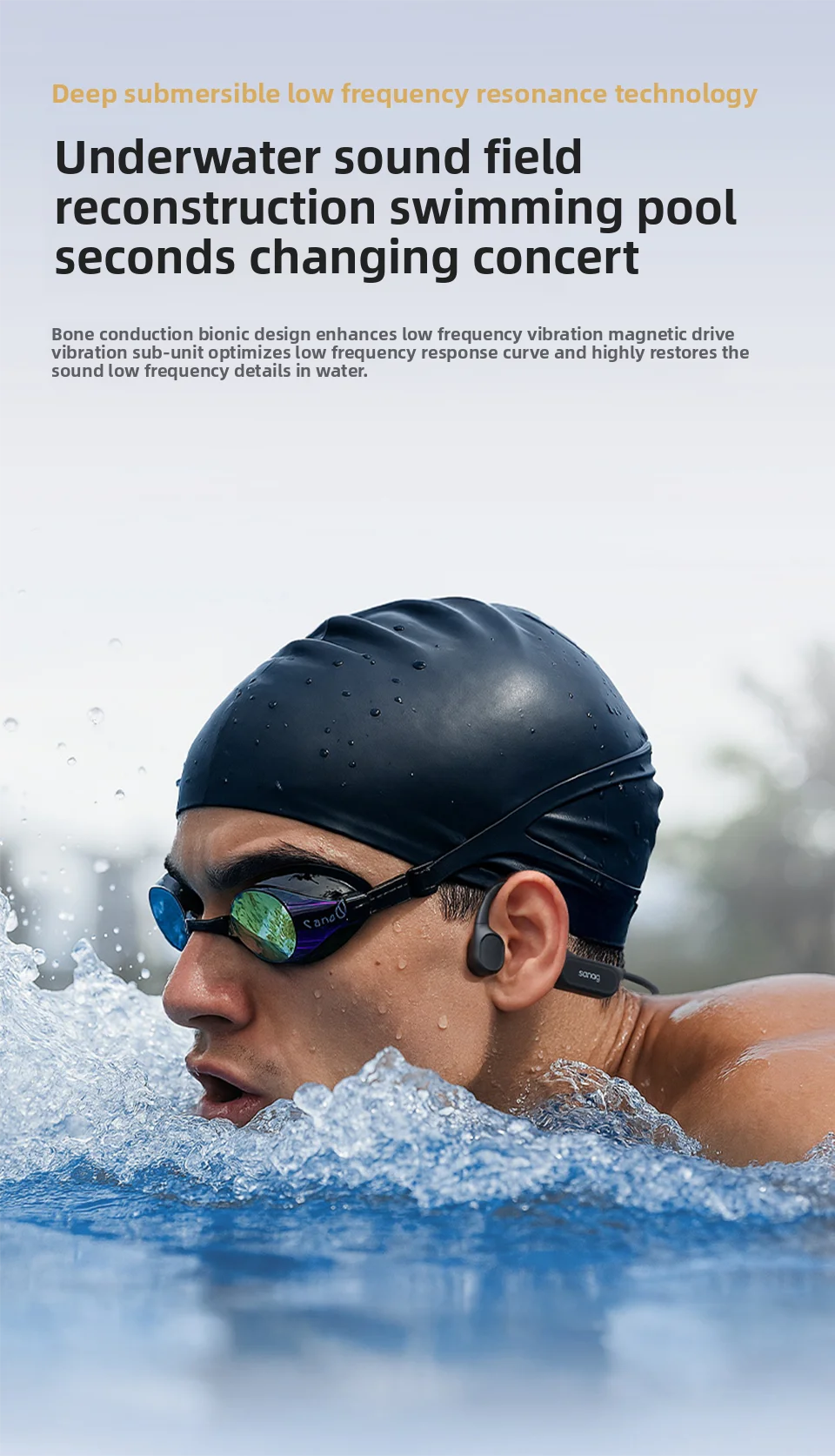 Sanag B33S Knochenleitung Bluetooth-Kopfhörer Open Ear IPX8 Schwimmkopfhörer Wahl 32 GB Speicher Wireless Headset MP3-Ohrhörer – Detail 2