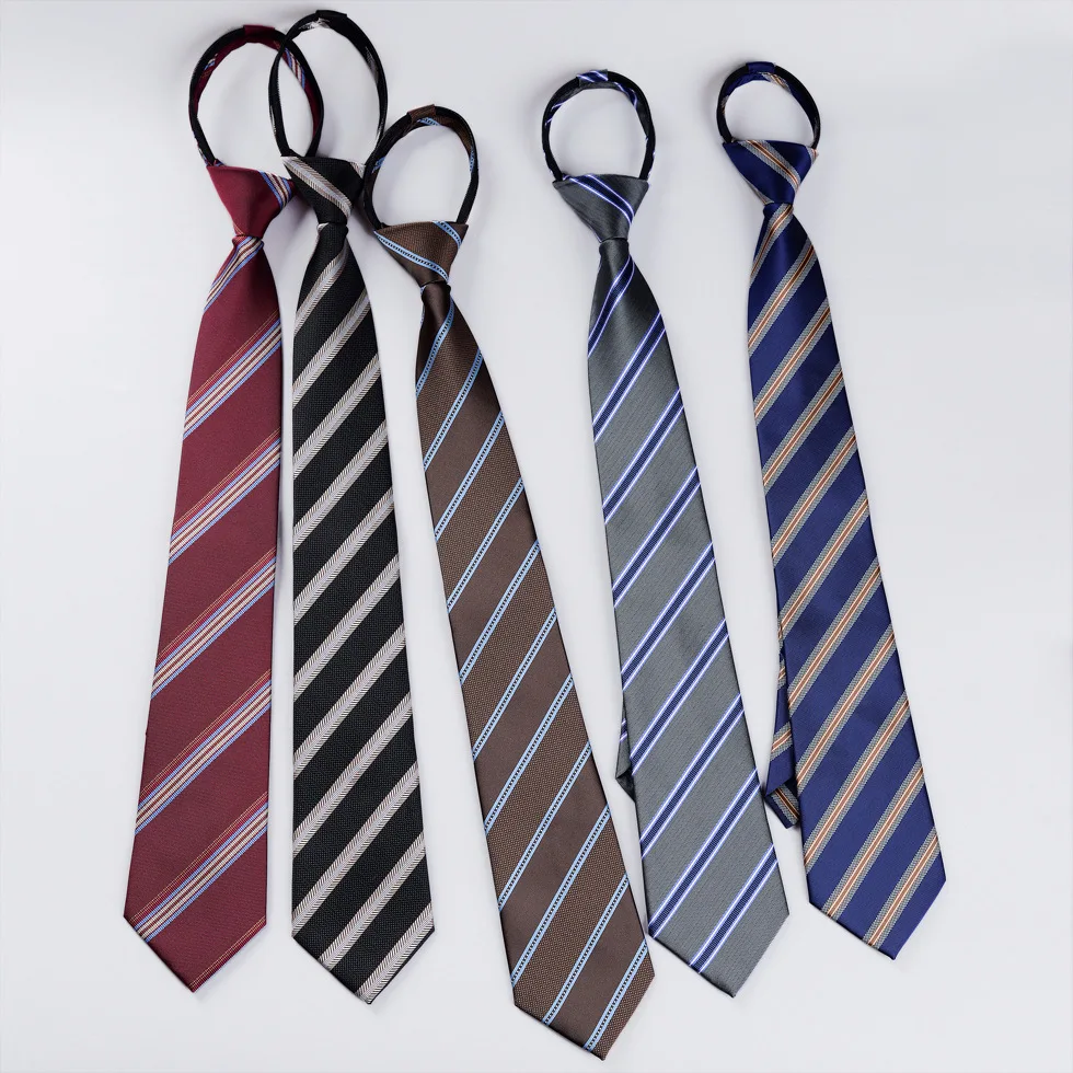 8cm Dawdler Ties Men Business Wedding Casual Zipper Tie Shirt Accessory Automatic Necktie Men Elegant Mens Ties Luxury Silk Tie