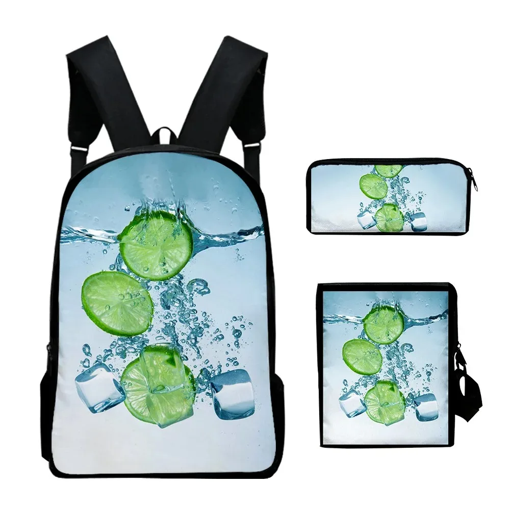 Backpack with 3d lemon printing, 3pcs/set, for school, laptop, laptop, backpack, shoulder bag, case, popular, harajuku