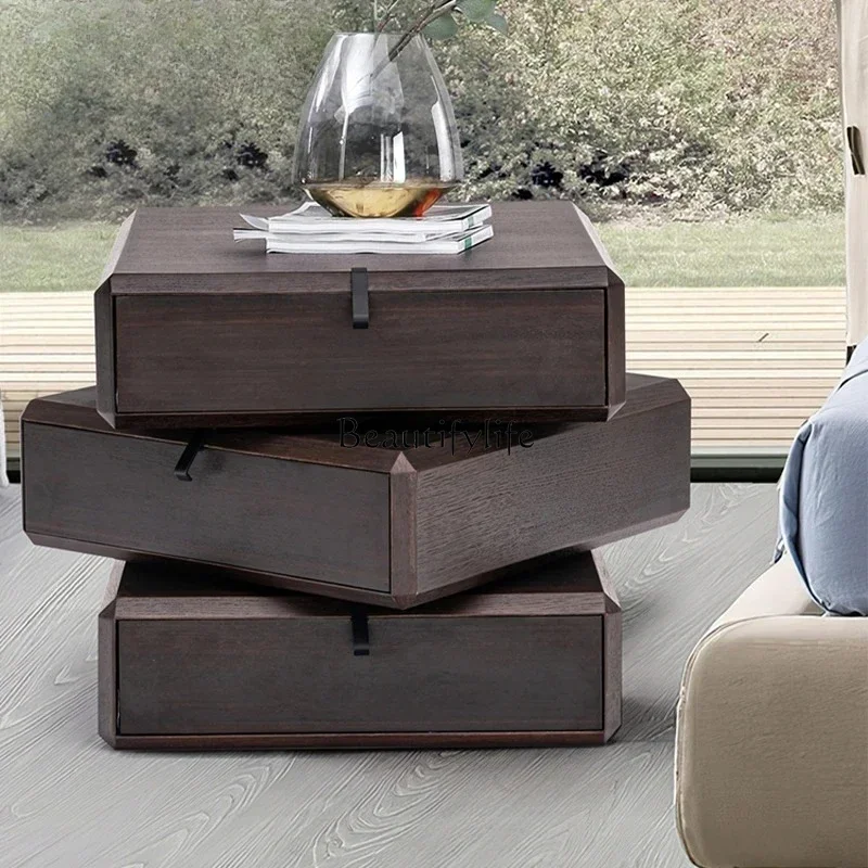 

56 Italian rotary bedside table light luxury high sense simple modern locker