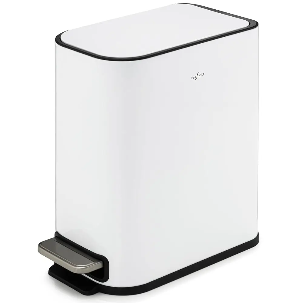 

Slim Small 1.3 Gallon Stainless Steel Pedal Trash Can with Soft Close Lid for Narrow Spaces – Wastebasket Bin with Removable
