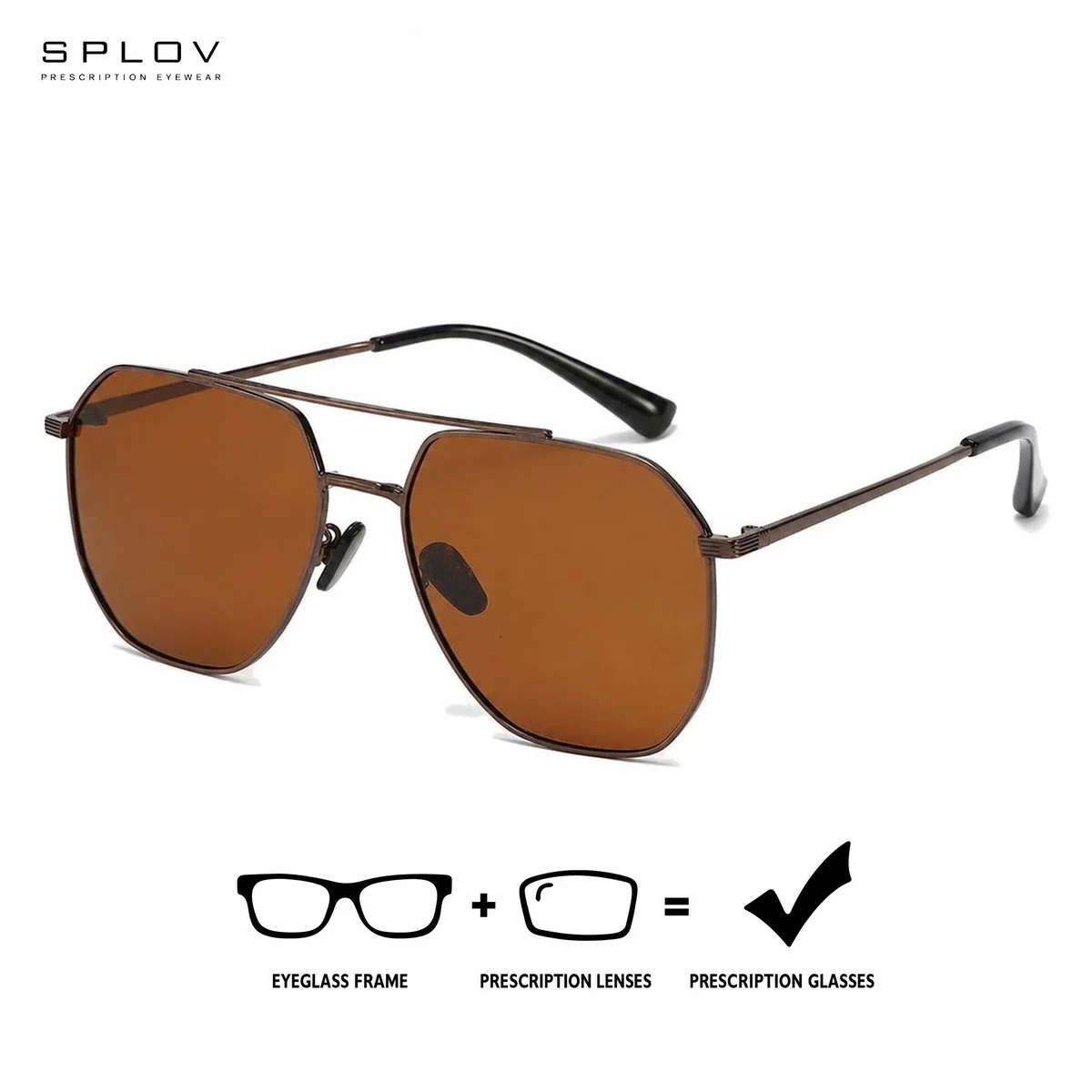 SPLOV Custom Progressive Mutifocal Prescription Sunglasses Aviator Large Frame Polarized Photochromic Prescription Glasses