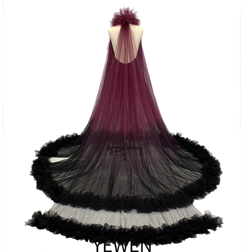 Detachable Neck Ruffles Tulle Dress for Pregnant Women for Photo Shoot Stretchy Back Waist Pregnancy Photoshoot Outfit  YW231056