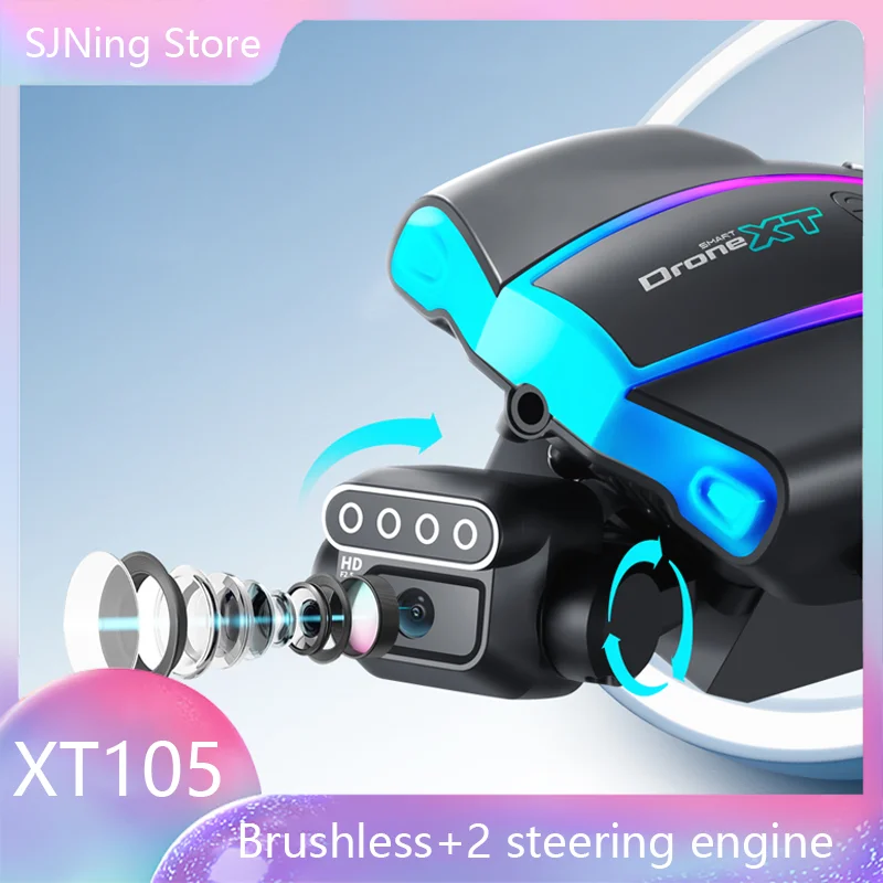 Dron RC XT105 podwรณjny aparat Wifi Fpv bezszczotkowy 2 silniki fotograficzne skลadany Quadcopter profesjonalne drony optyczne