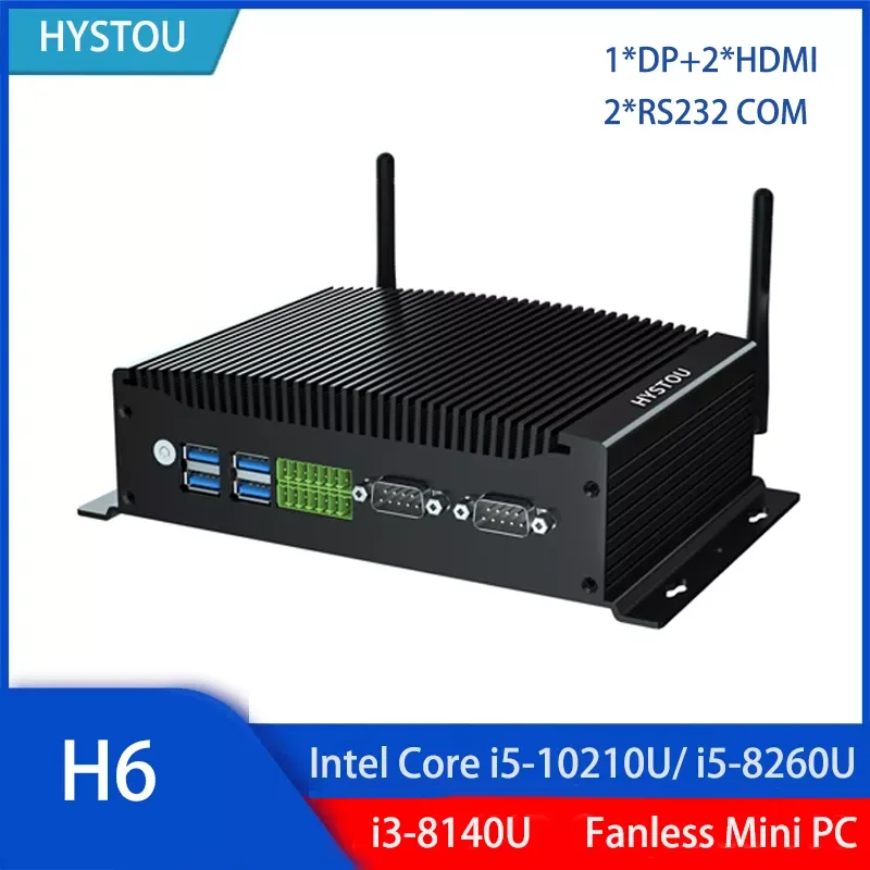 

HYSTOU Fanless Mini PC H6 GPIO Intel Core i710th 4K Three Disply Win10 Linux Industrial Rugged Computer Client Server