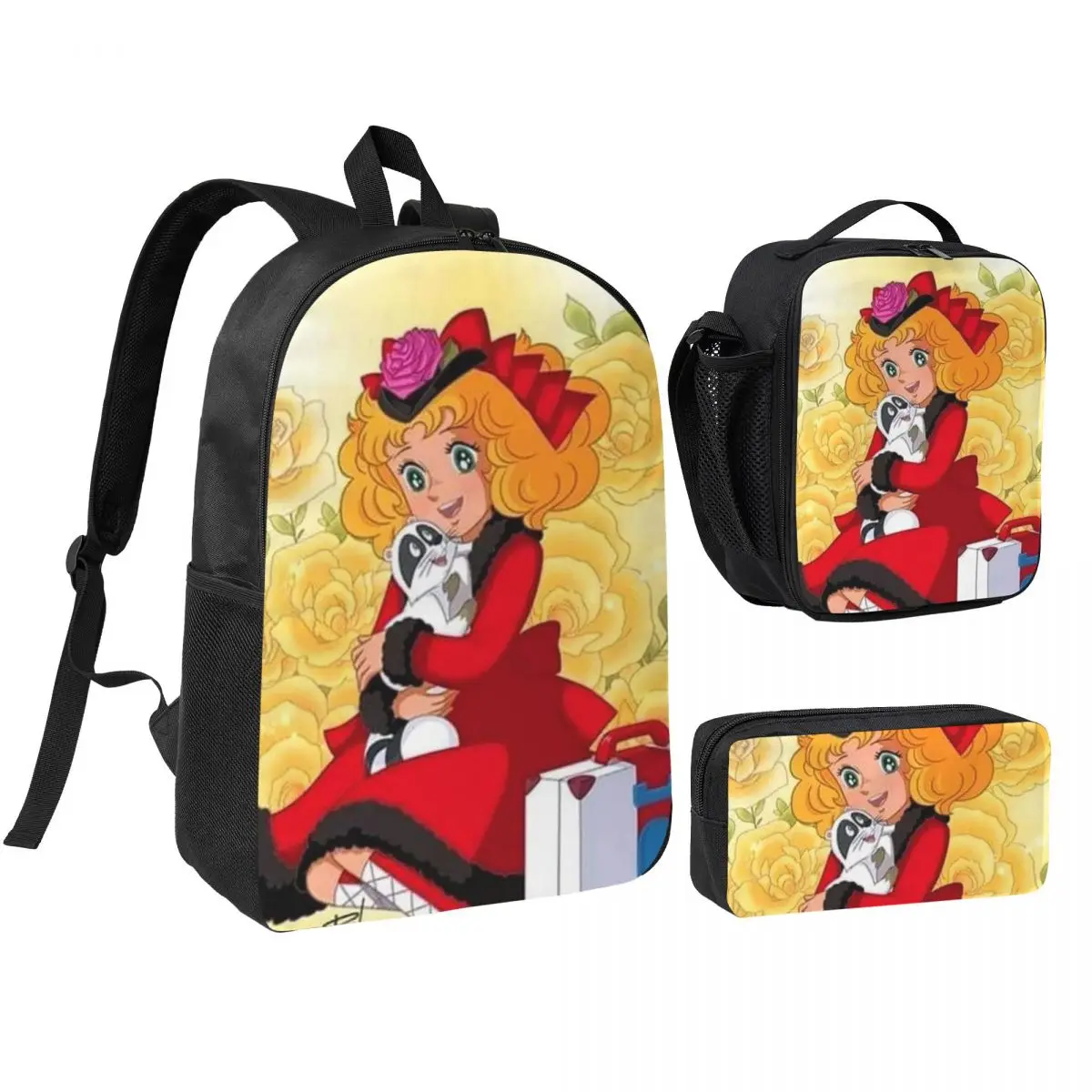 

Candy Candy Anime Manga Backpack Student Boys Girls BookBag School Bag Laptop Shoulder Bags 3ps Insulated Lunch Bag Pencil Case