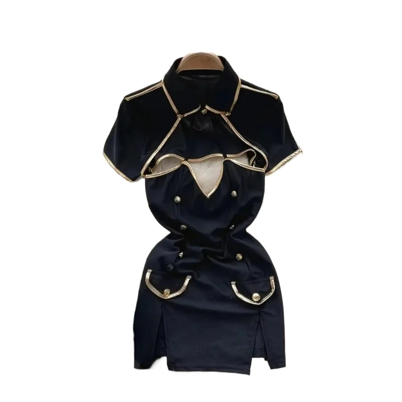 Women's Sexy Fashion Tight Sets Short Sleeve V-Neck Shawl Uniform Suits Dress Elegant Casual Comfortable Dress New