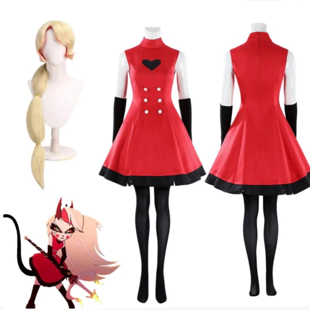 

Hazbin Hotel Charlie Morningstar Hell Princess Red Dress Cosplay Costume Full Set Adult Women Halloween Comic Con Outfit