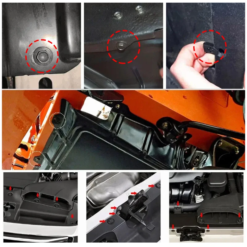 10PCS Bumper Bolts U-nut Clip Combination Set Fender Retainer Push Rivets Hexagon Head Screws for Hood Chassis Splash Guards
