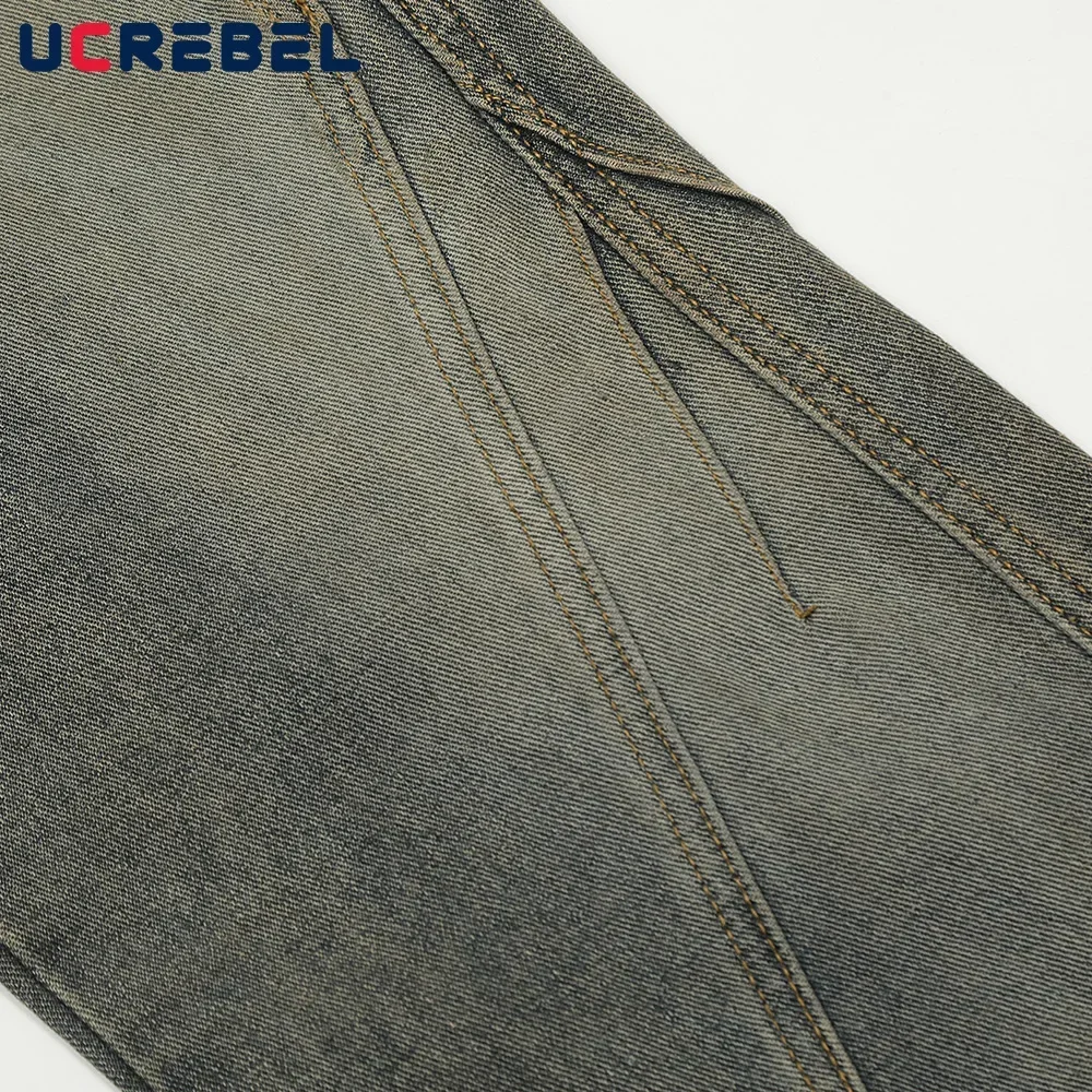 Pantaloni in denim effetto lavato impiombato Pantaloni da uomo jeans da uomo con tasca alta da strada dritti larghi a gamba larga