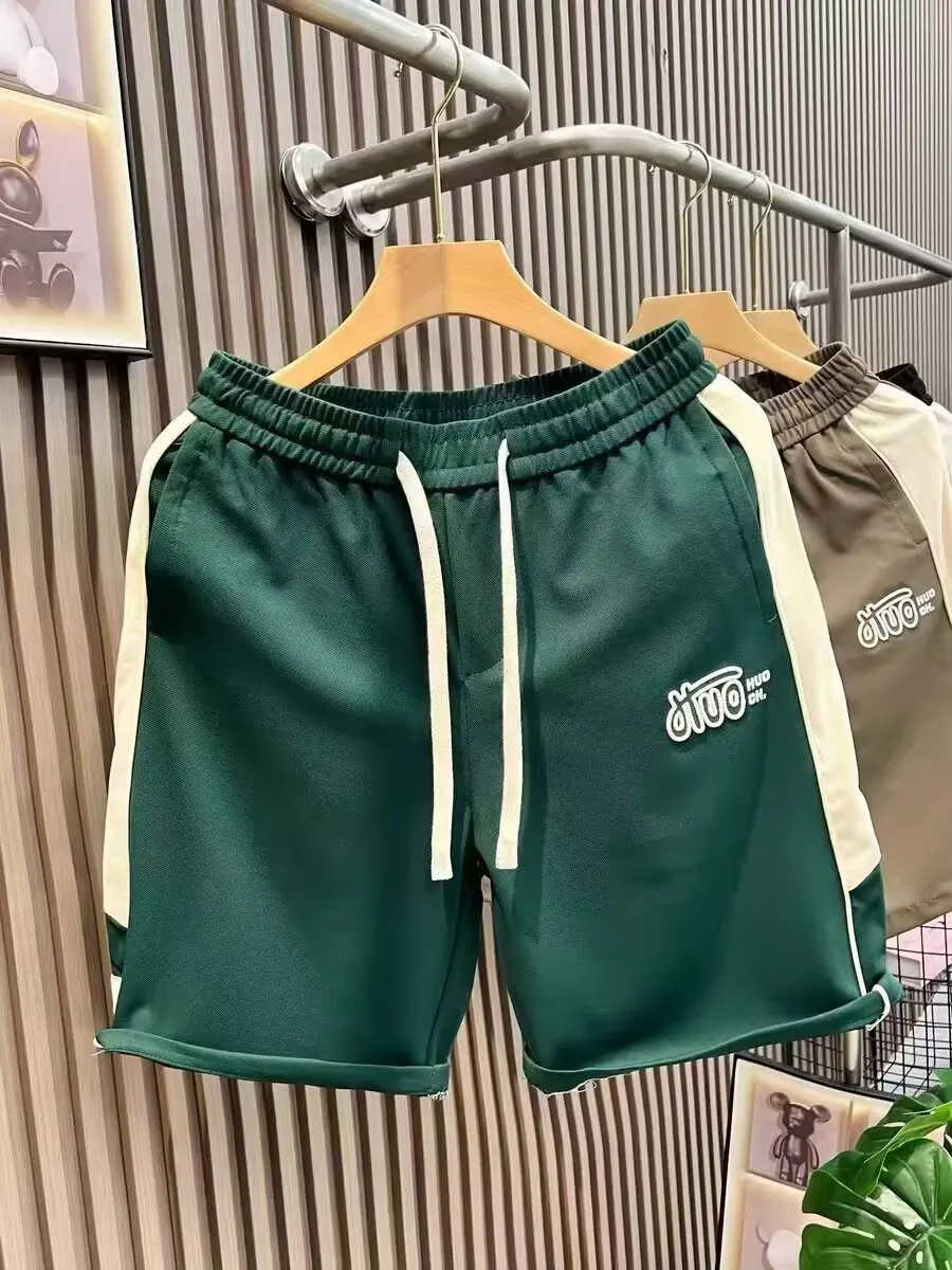 

Новые летние мужские брюки в американском стиле, повседневные свободные брюки с тонким дизайном, спортивные брюки «пять четвертей», прямые брюки с эластичной резинкой на талии