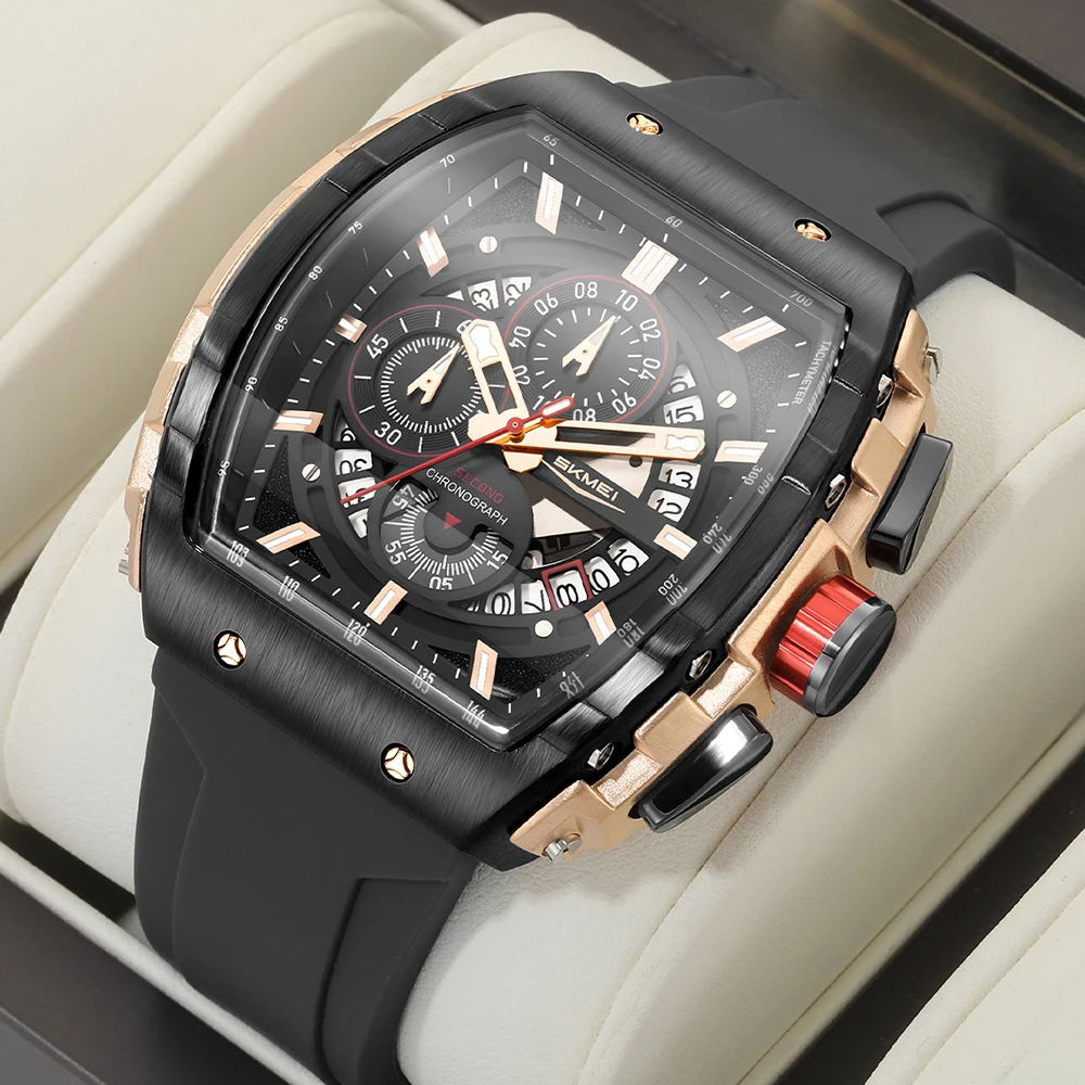 

Top Brand Men's Watches Luxury Square Quartz Wristwatch Waterproof Luminous Chronograph Watch for Men Date Clock