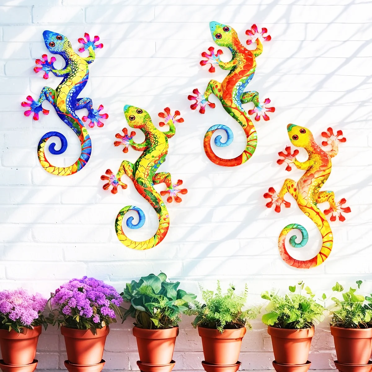 

Metal Art Gecko Wall Decor Vibrant Iron Art Lizard Sculptures Gecko Hanging Ornament for Outdoor Home Office Yard Garden Wedding