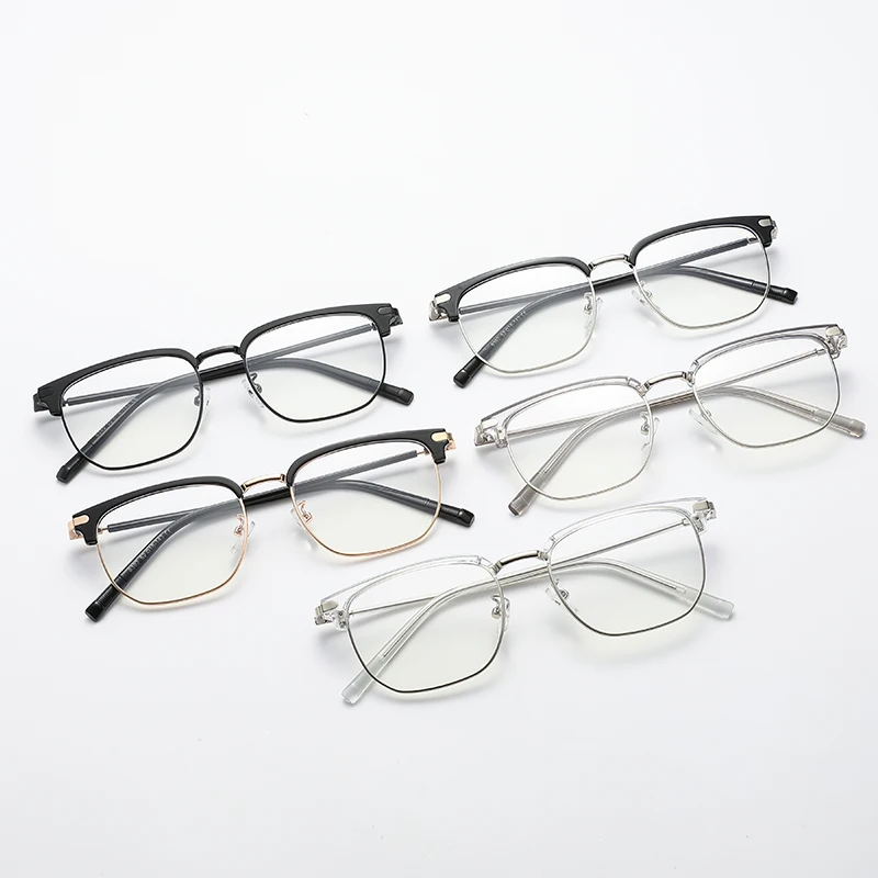 2024 Fashion New Casual Half Frame Design Flat Mirror Classic Retro Eyebrow Style Glasses Frame Anti Blue Light Eyeglasses