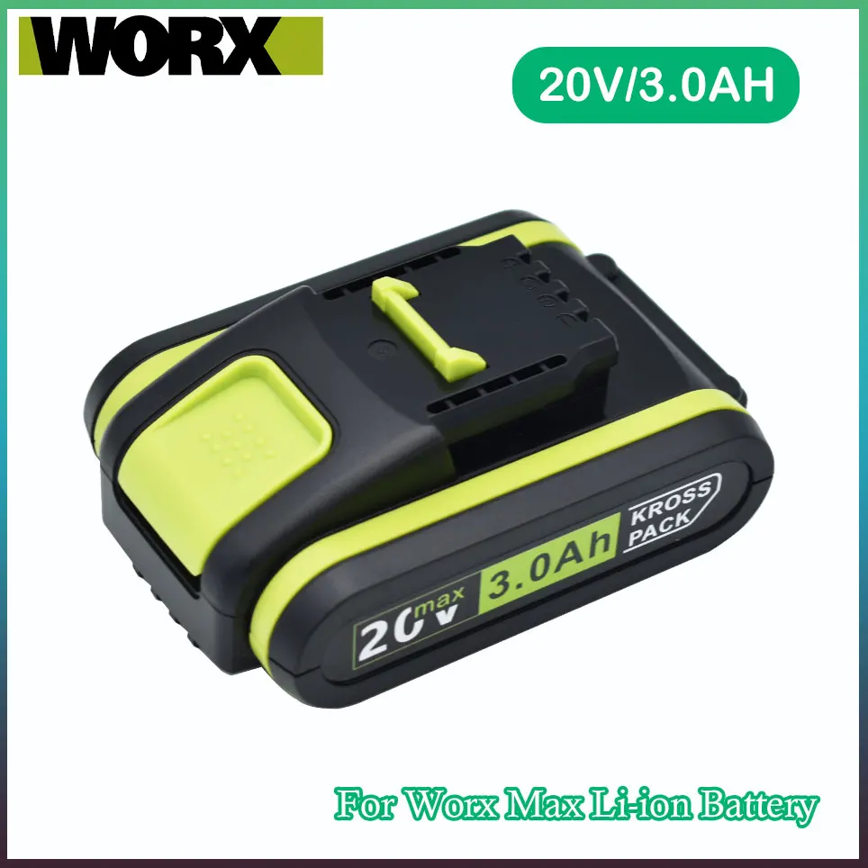 

Worx New Power Tools Rechargeable Replacement Battery 20V 3000mAh Lithium for Worx WA3551 WA3553 WX390 WX176 WX178 WX386 WX678