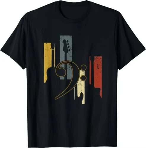 Unisex Bass Clef Bass Guitar Player Graphic T-Shirt, Ideal Gift for Music Lovers, Casual Short Sleeve Fashion Tee