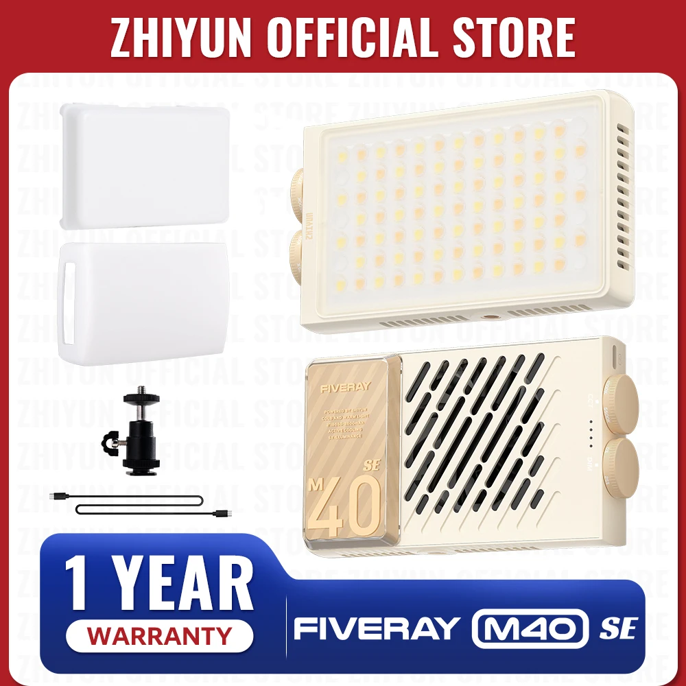 ZHIYUN Official FIVERAY M40 SE 40W Portable LED Video Light 2700K-8500K Handheld Fill Light Photography Light For Outdoor Vlog