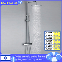 Bathroom Shower Set Polished Chrome Matte Black Rain Faucet Wall-Mounted Thermostatic Valve System 8 - 12\