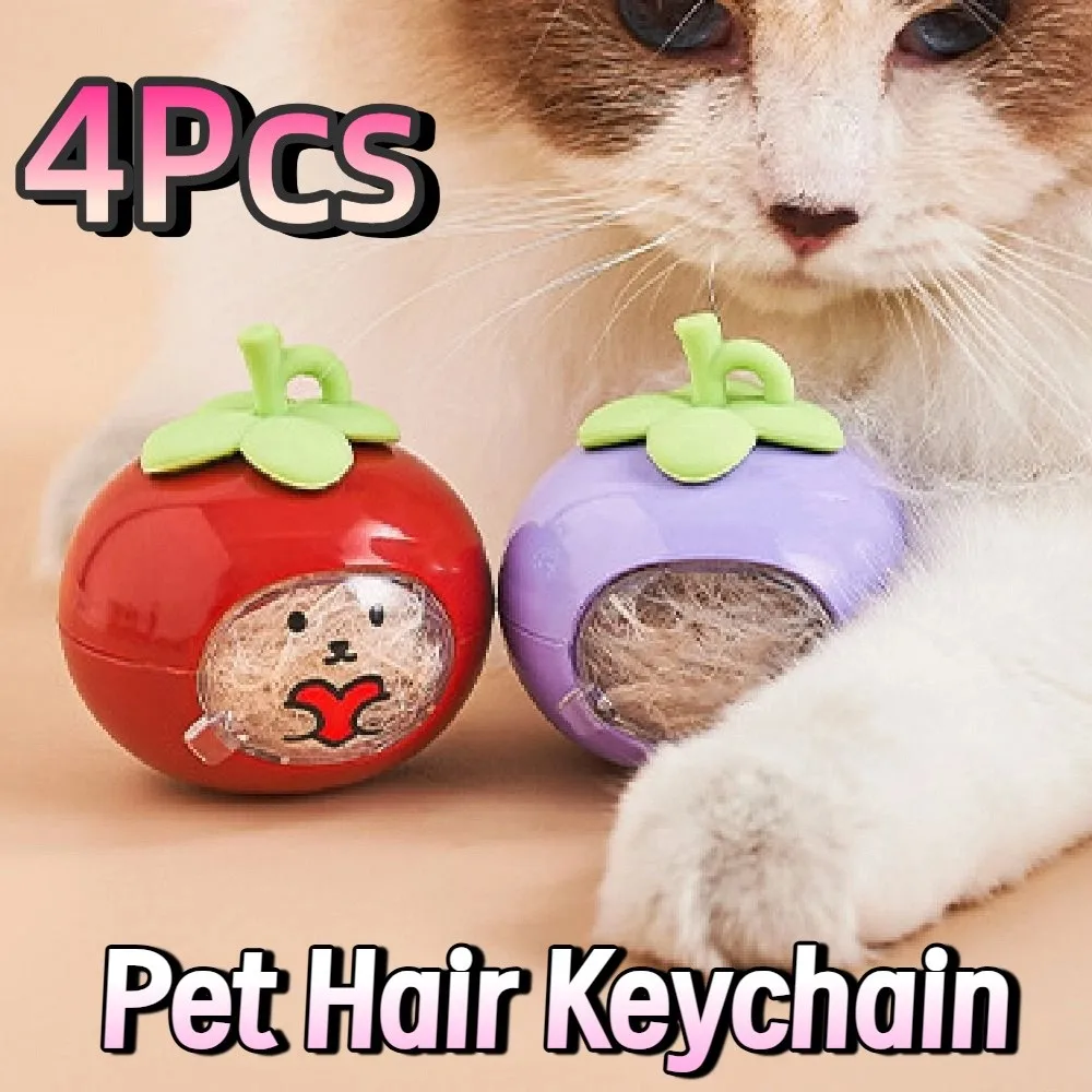 

4Pcs Creative Pet Hair Keychain Portable DIY Dog Fur Storage Pendant Cute Transparent Dog Ashes Container Backpack Charm
