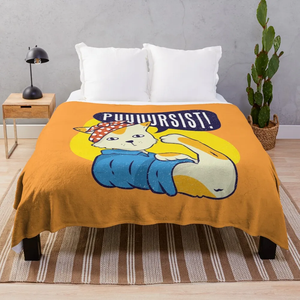 

Pin-up cat Throw Blanket Stain Resistant Cozy Warm Blanket