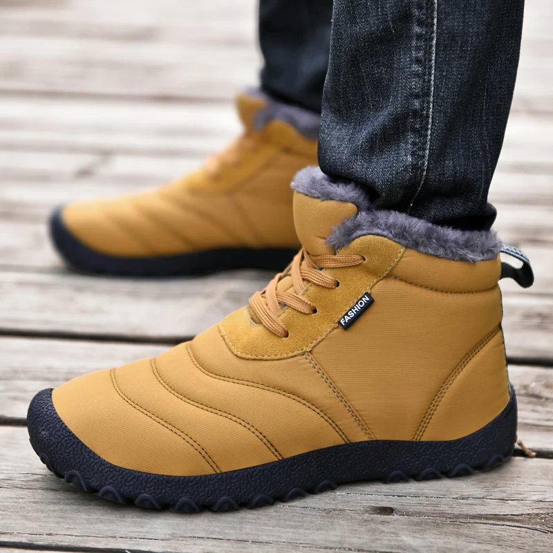 Men Plush Walking Shoes Sport Outdoor Snow Boots Flats Light Home Comfortable Breathable Father Sneakers Winter Size 38-48