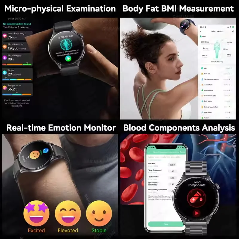 New 1.56 "HD Screen Sapphire Glass Non-invasive Health Monitoring Smart Watch Laser measure Blood Fat Uric Acid ECG Smart Watch - Image 5