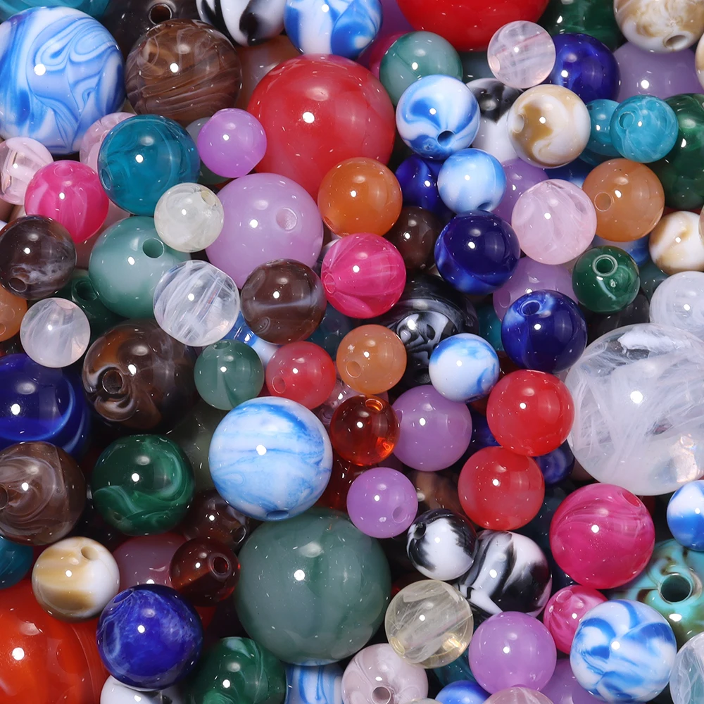 10-100 Stück 8-20mm Zweifarbige Runde Acrylperlen mit Wolken-Effekt Lose Abstandsperlen für Schmuckherstellung DIY Armband Halskette Zubehör – Detail 3