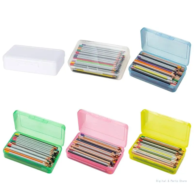 

M17F Transparent Plastic Pencil Box Painting Brush Storage Box Crayon Pen