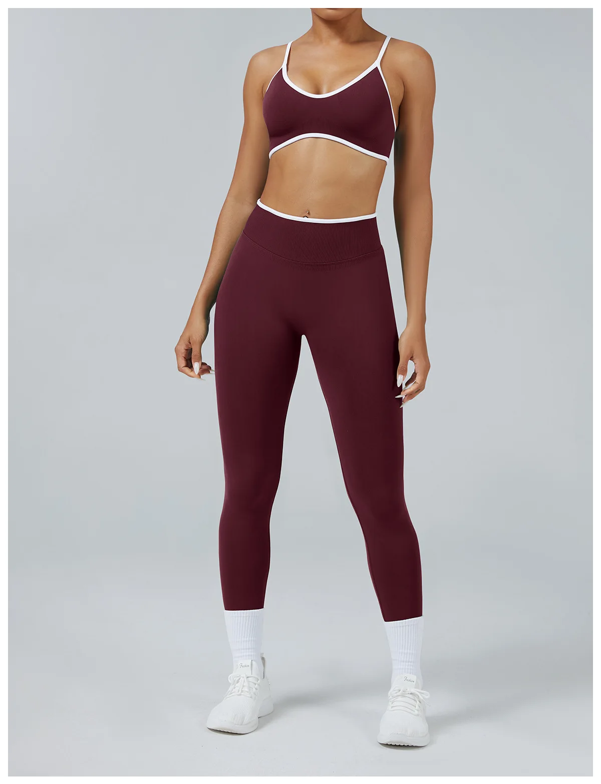 Women's Color Block Seamless High-Stretch Yoga Set, Butt Lifting Yoga Pants, Breathable Quick-Dry Active Workout Outfit image 4