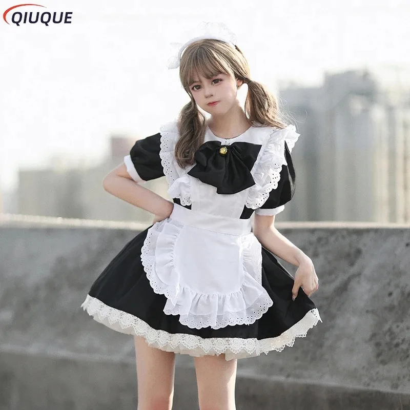 

Для женщин и девочек милый кролик косплей черный розовый синий фиолетовый желтый зеленый наряд горничной платье Лолиты костюмы официантки с повязкой на голову