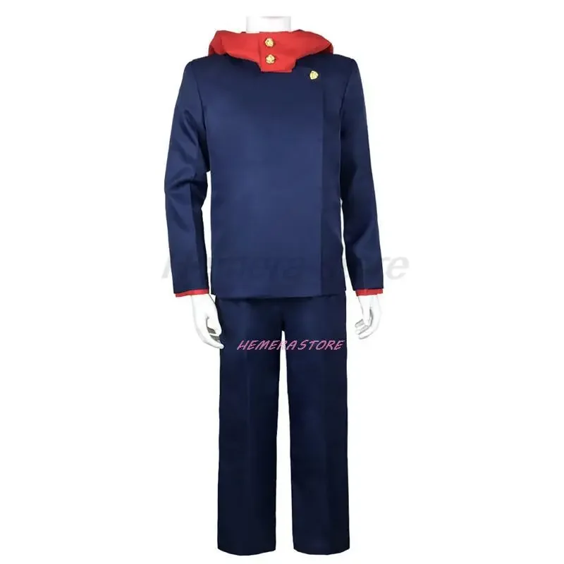 Anime JJK Itadori Yuji Cosplay Itadori Yuji Wig Top Pants Set School Uniform Cosplay Costumes Men Halloween Party Cosplay Suit