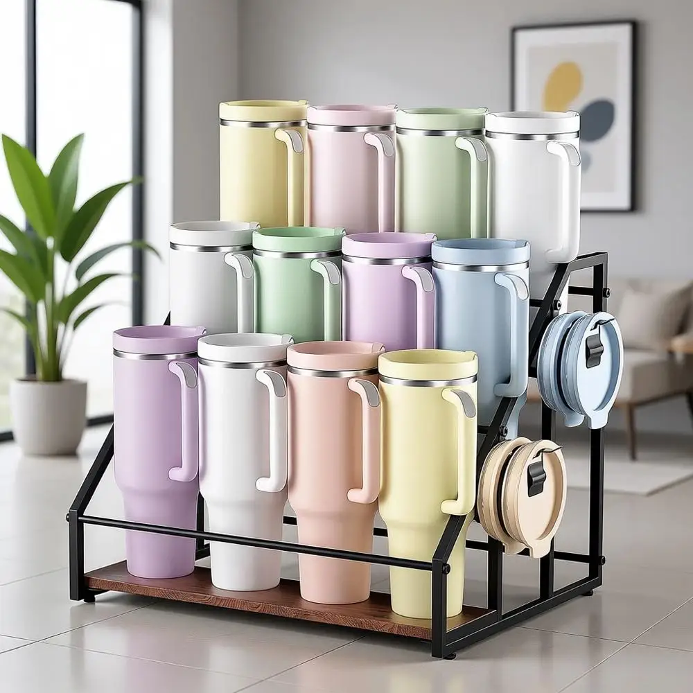 

Трехуровневый органайзер для бутылок и стаканов, кухонная подставка для хранения на 12 бутылок и аксессуаров