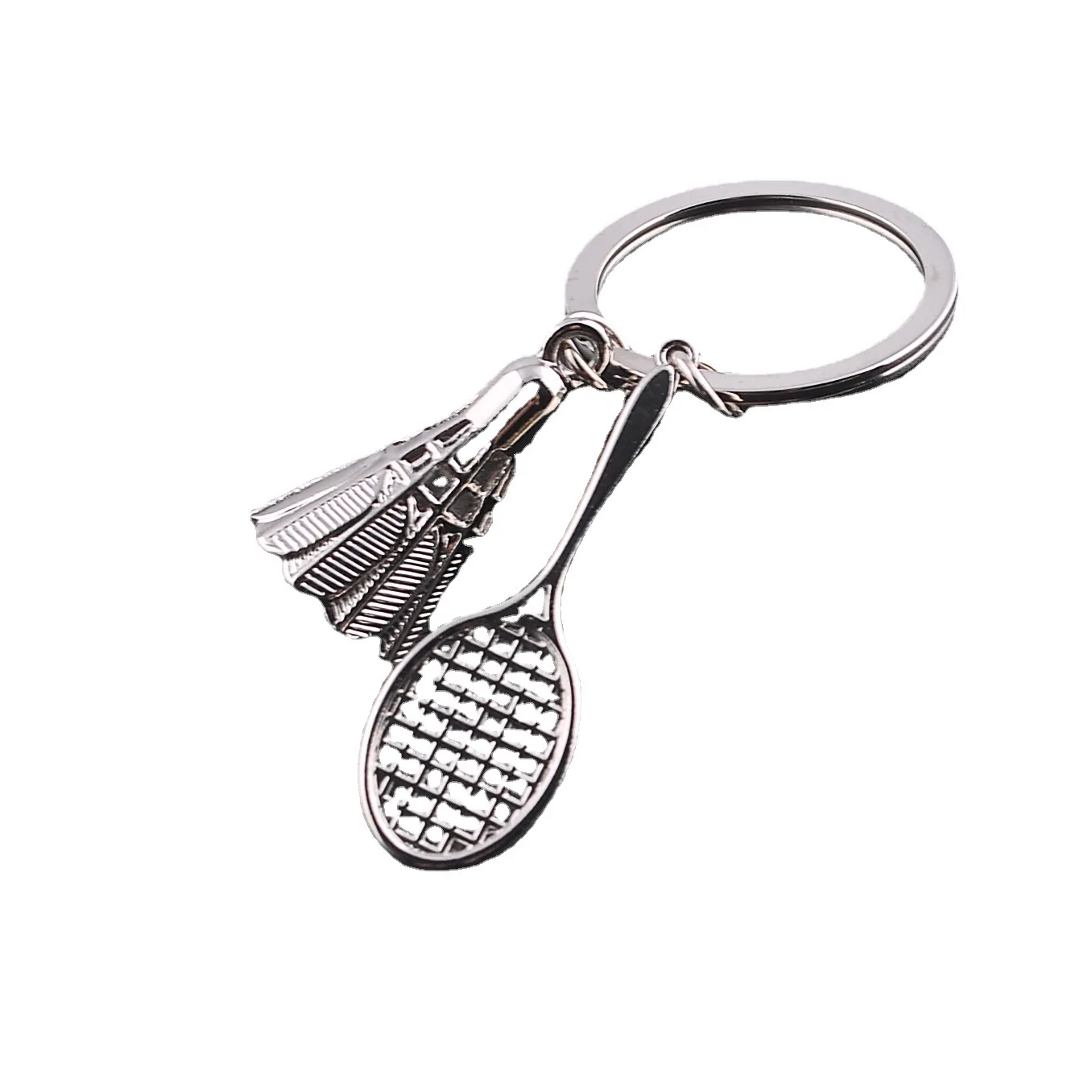 50Pcs Badminton Games Keychain Alloy Badminton Racket For Men Women Keychain Creative Simulation Arena Small Gift Souvenir