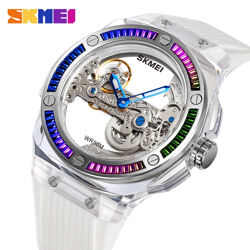 SKMEI Fashion Openwork Art Transparent Watch Three-Dimensional Creative Embossed Business Atmosphere Men's Mechanical Watch M032