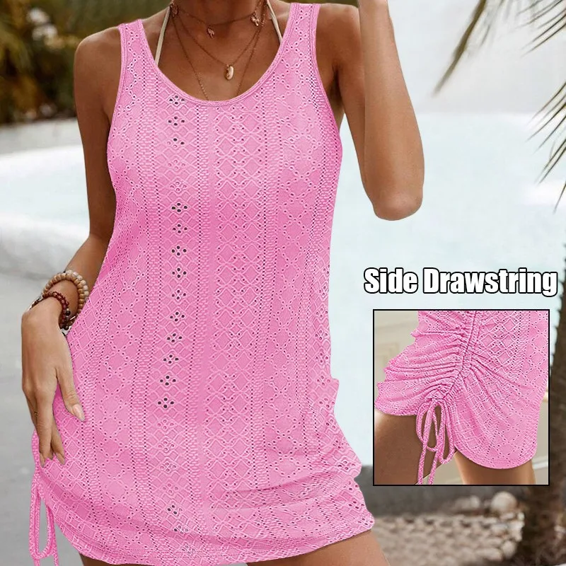 Femmes Sexy moulante évider sangle épaisse attaché détail dos nu Mini robe robe de vacances
