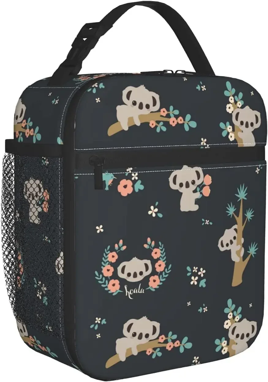 Lunch Box Insulated Lunch Bag for Women Men Cute Floral Koala Reusable Cooler Tote Bags for Work Picnic Outdoor