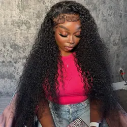 40-calowe kręcone koronkowe peruki z ludzkich włosów dla czarnych kobiet Pre Plucked Brazylijskie włosy 13x4 Deep Wave Frontal Wig 13x6 Hd Lace Wig